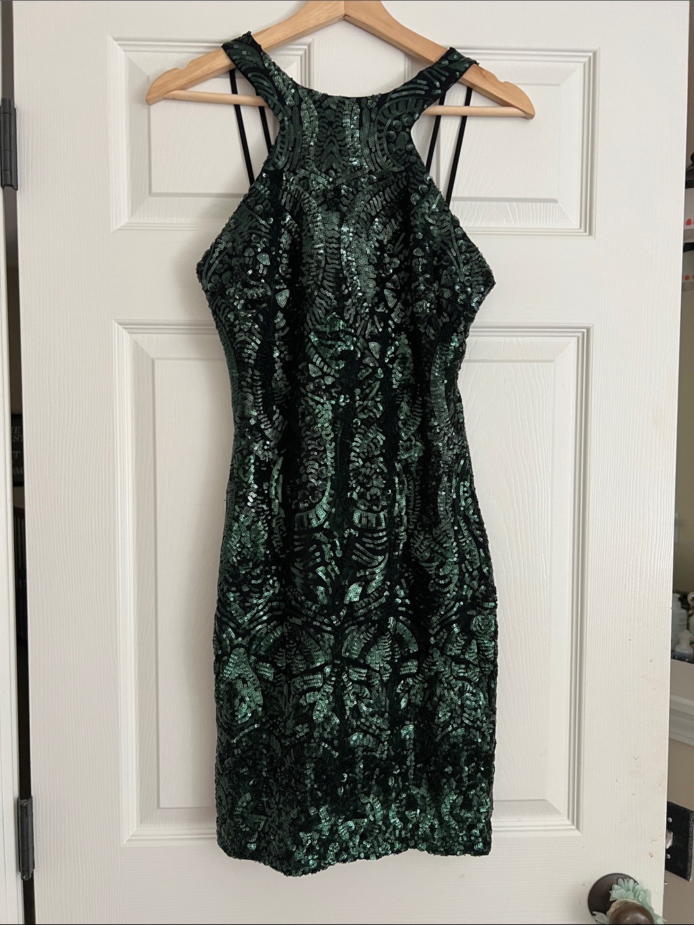 B darlin emerald green sequined dress homecoming women 9/10